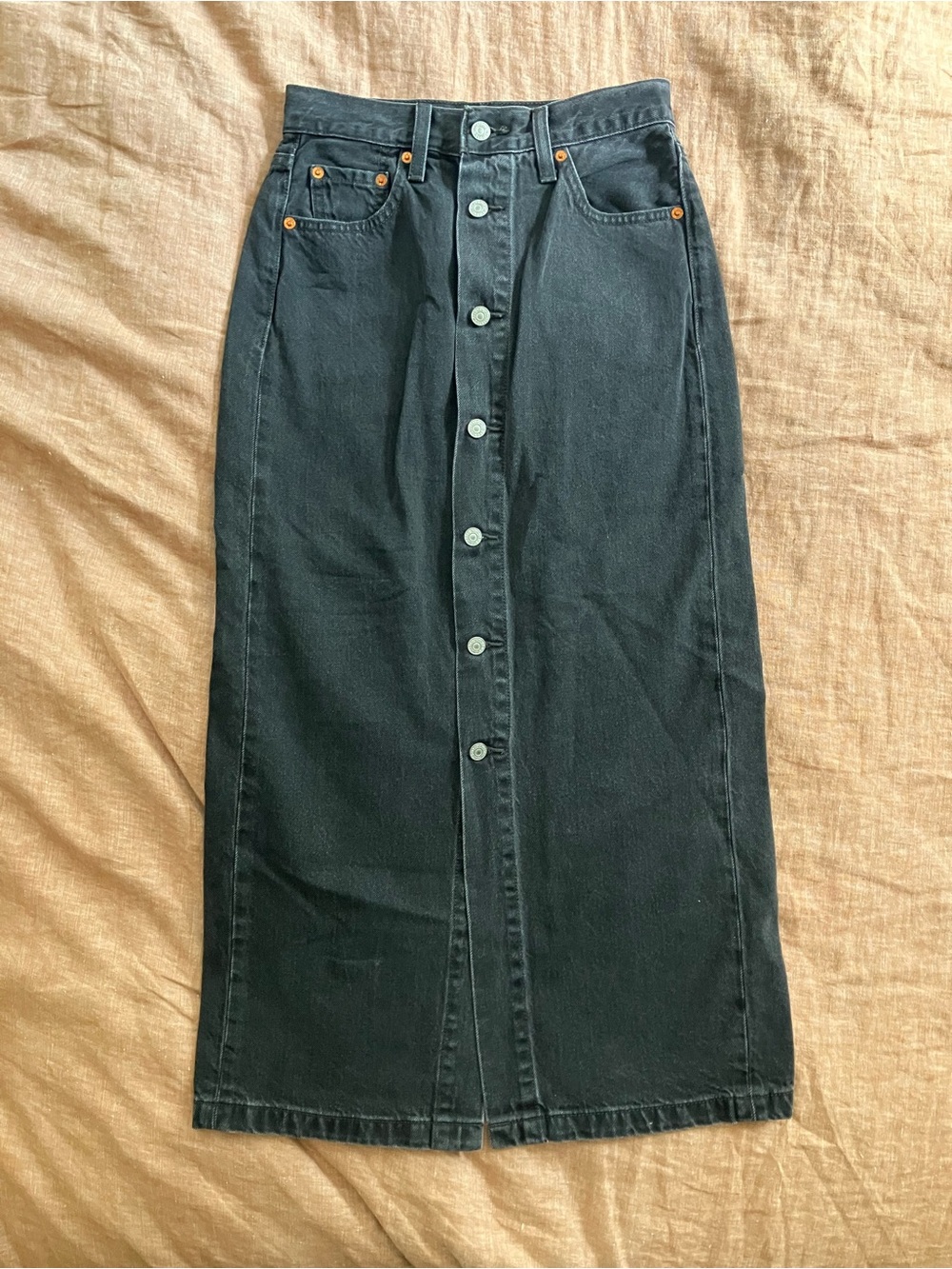 Levi’s Premium Denim Button Midi Skirt - size 24